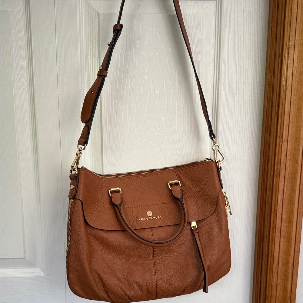 Vince Camuto Tan Leather Shoulder Bag